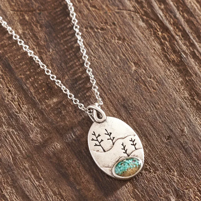Chadds Ford Jewelry Necklaces Turquoise Oval Tree Necklace