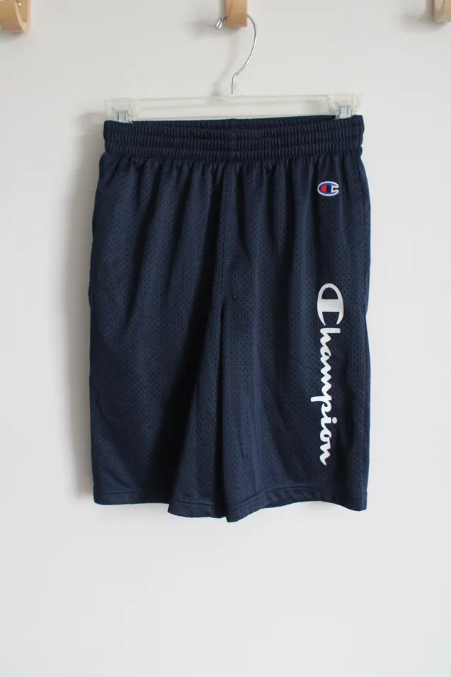 Champion Champion Navy Blue Athletic Shorts Youth L 1416 Rings