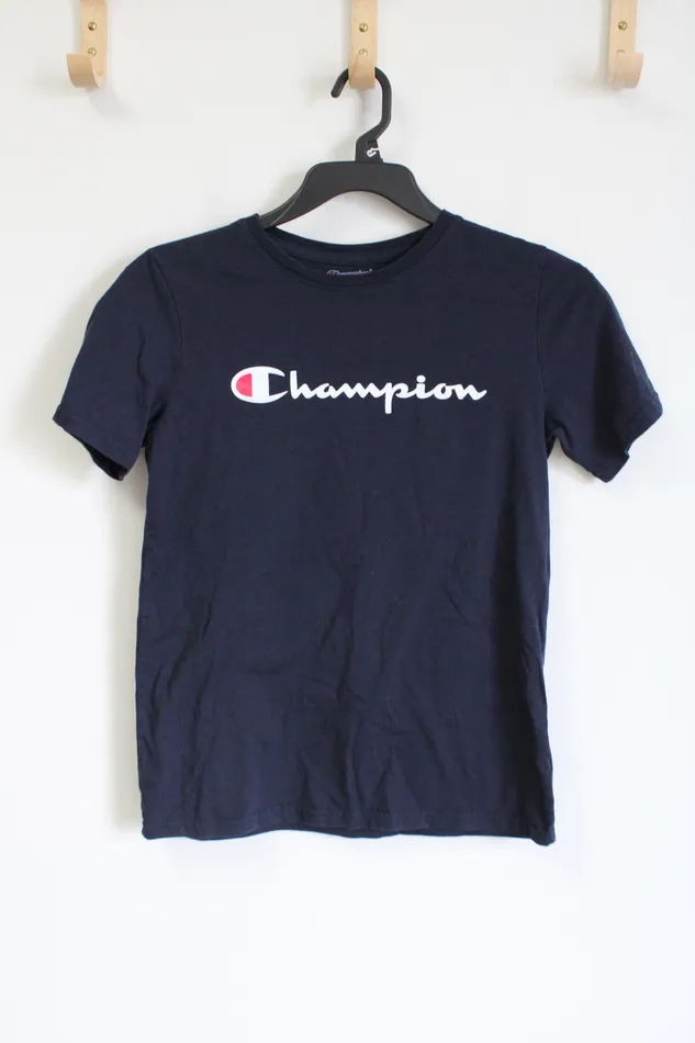 Champion Navy Blue Logo Tee Youth XL 1820 Champion Rings