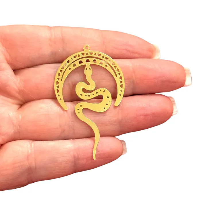 Charm Necklaces Peppy Beads 24Kt Gold Plated Snake CharmLaser Cut Snake Charm