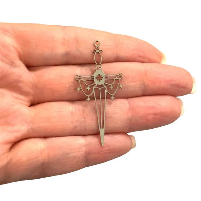 Charm Necklaces Stainless Steel Sword CharmLaser Cut Sword Charm Peppy Beads