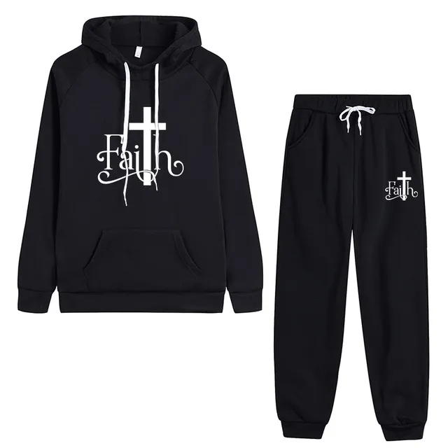 Christian Faith Cross Graphic Tracksuit Set Lords Guidance Earrings