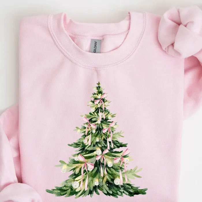 Christmas Tree and Bows Crewneck Sweatshirt Spirit Tribe Necklaces