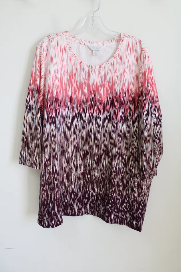 CJ Banks Earrings CJ Banks Pink Purple Patterned Long Sleeved Shirt 3X