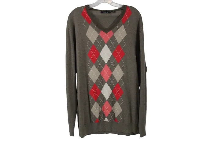 Claiborne Brown Argyle Sweater XL Claiborne Earrings