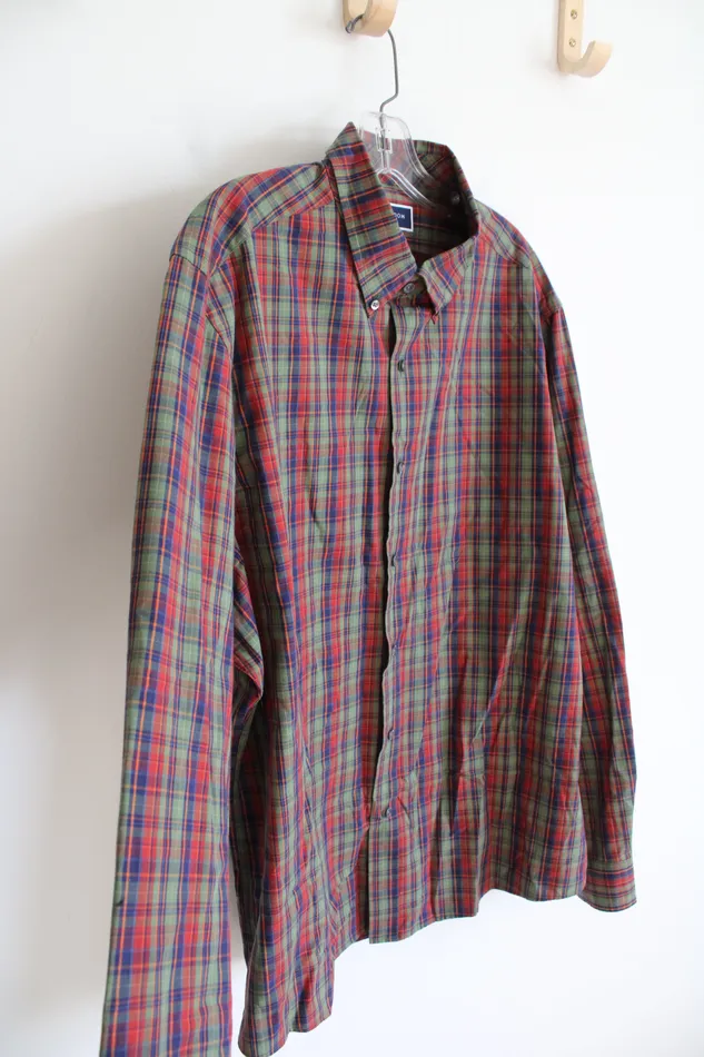 Club Room Slim Fit Red Green Blue Plaid Button Down Shirt XL Club Room Rings Club Room Slim Fit Red Green Blue Plaid Button Down Shirt XL Club Room Rings