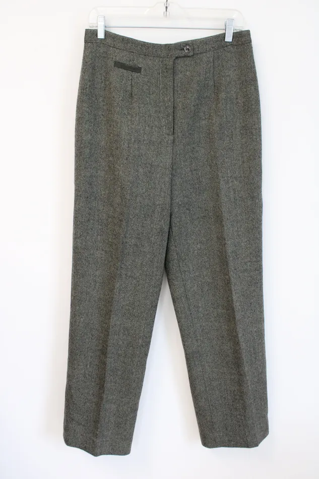 Codradc Collection Green Wool Trouser Pant 10 Codradc Earrings