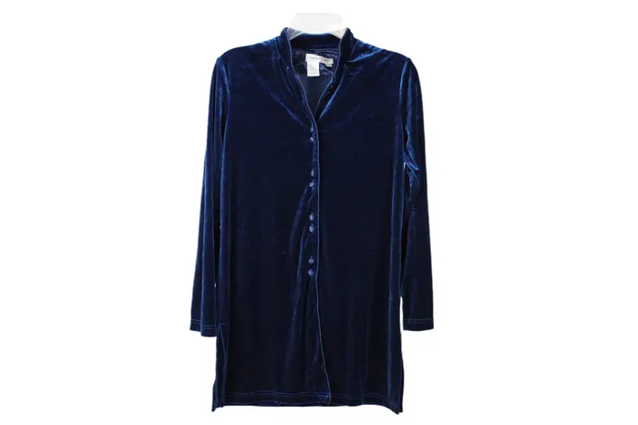 Coldwater Creek Blue Velvet Long Top XS Coldwater Creek Rings