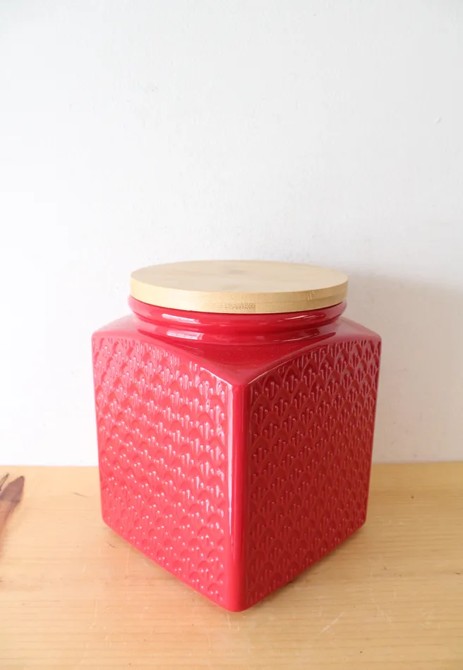 Conagra Brands Red Textured Ceramic Jar Jubilee Thrift Earrings