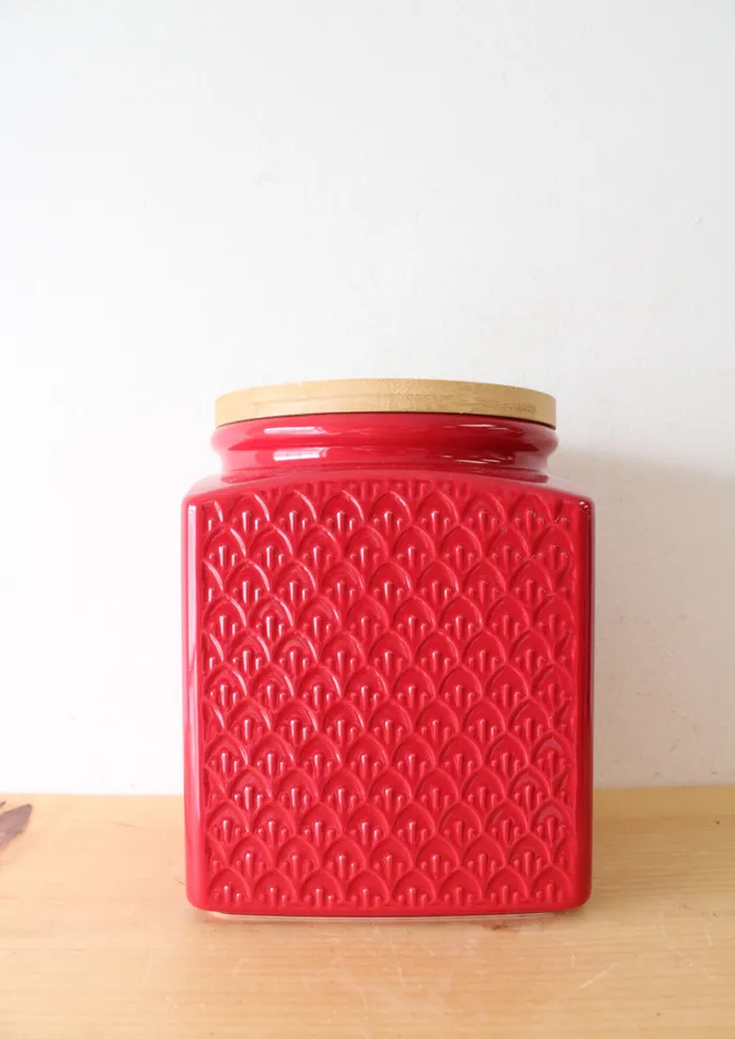 Conagra Brands Red Textured Ceramic Jar Jubilee Thrift Earrings