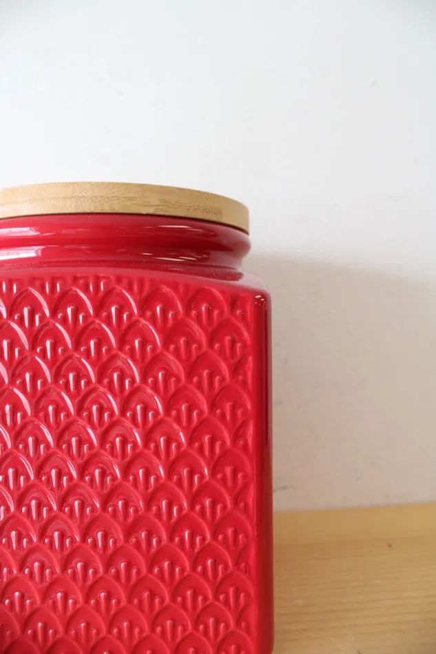 Conagra Brands Red Textured Ceramic Jar Jubilee Thrift Earrings