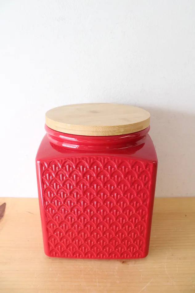 Conagra Brands Red Textured Ceramic Jar Jubilee Thrift Earrings