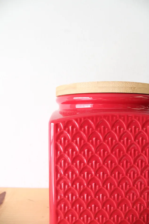 Conagra Brands Red Textured Ceramic Jar Jubilee Thrift Earrings