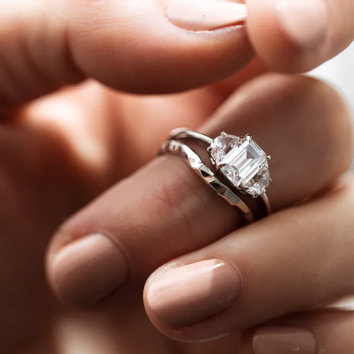 Consider Bridal Rings Hammered Chase Band
