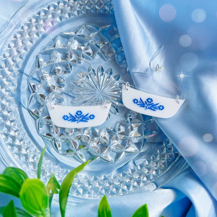 Corningware Dish Acrylic Earrings Keychain KGF Jewelry Earrings