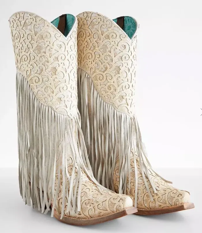 CORRAL Rings CORRAL WOMENS WHITE LAMB OVERLAY EMBROIDERY FRINGE WESTERN BOOTS C3955 CORRAL Rings CORRAL WOMENS WHITE LAMB OVERLAY EMBROIDERY FRINGE WESTERN BOOTS C3955