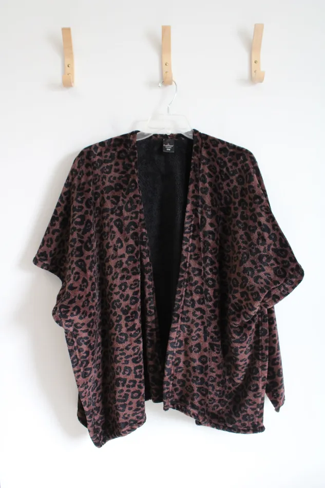 Cuddl Duds Earrings Cuddl Duds Brown Animal Print Pancho Cardigan SM