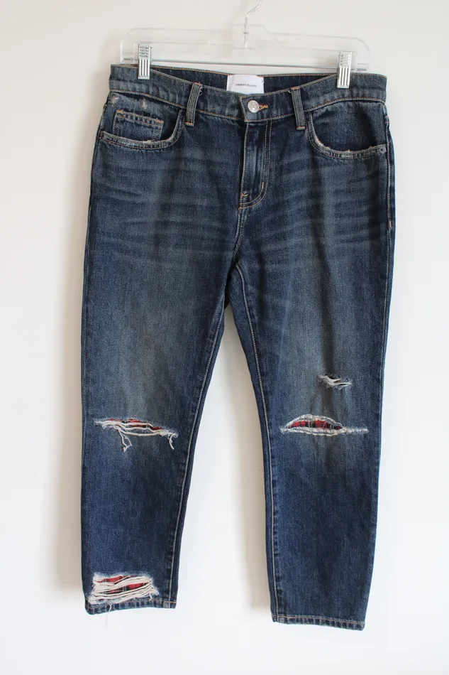 CurrentElliot Rings CurrentElliot Blue Straight Boyfriend Red Flannel Distressed Jeans 26 CurrentElliot Rings CurrentElliot Blue Straight Boyfriend Red Flannel Distressed Jeans 26