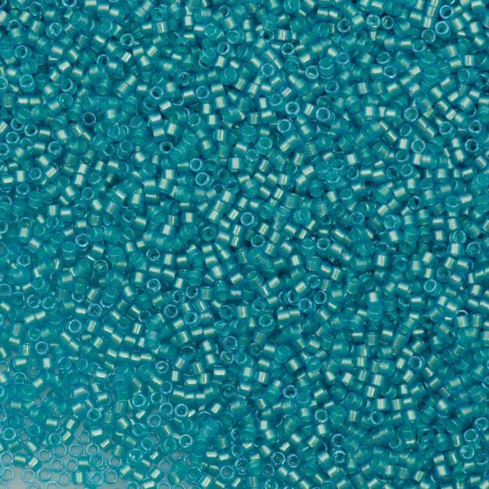 DB1708 Mint Pearl Lined Ocean Blue Miyuki Delica 110 Peppy Beads Necklaces