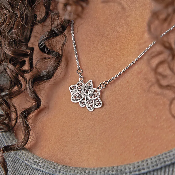 DC Sterling Silver Filigree Lotus Necklace Necklaces