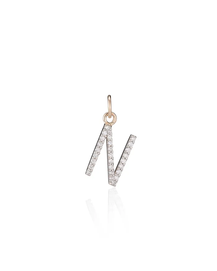 Diamond N Letter Charm RACHEL LYNN CHICAGO Charm Necklaces