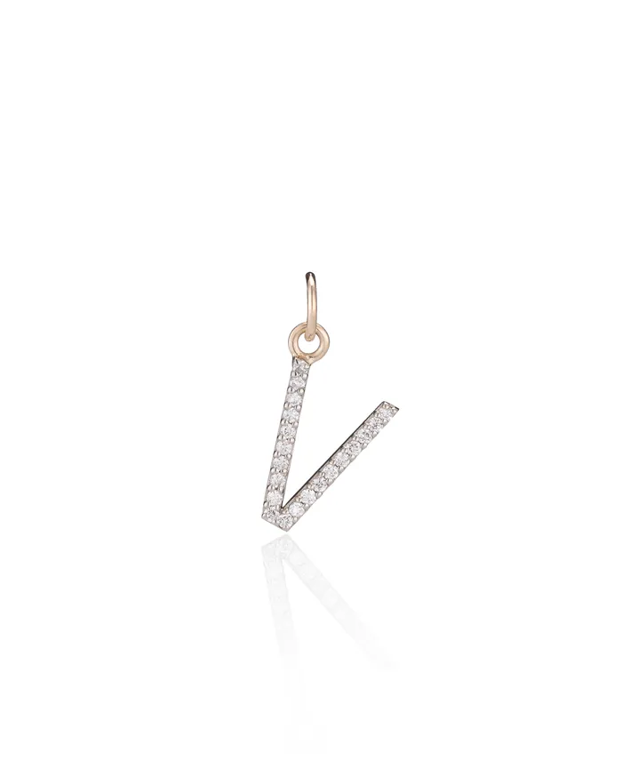 Diamond V Letter Charm RACHEL LYNN CHICAGO Charm Necklaces