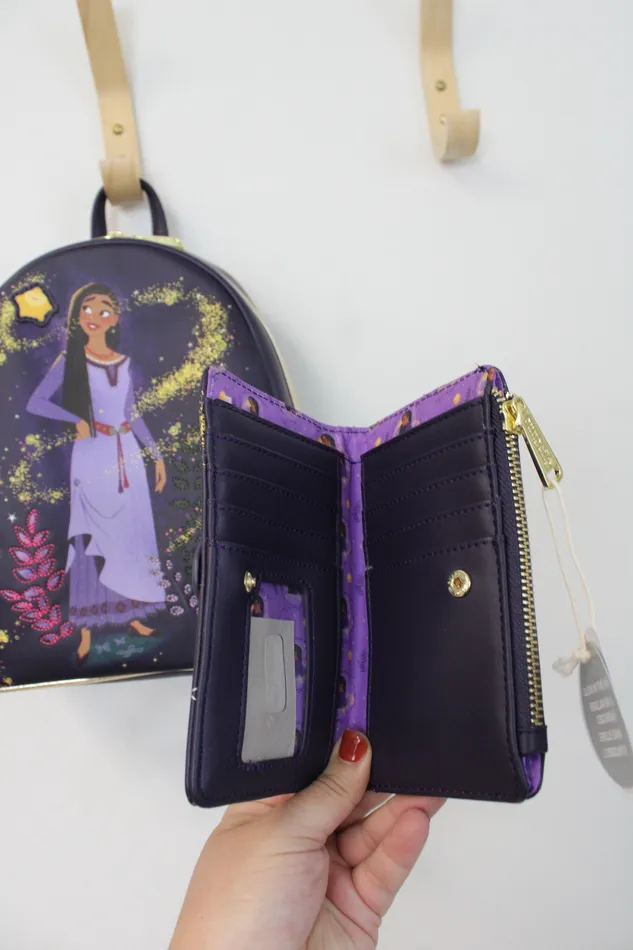 Disney Earrings NEW Disney Loungefly Asha Star Wish Backpack Wallet Set