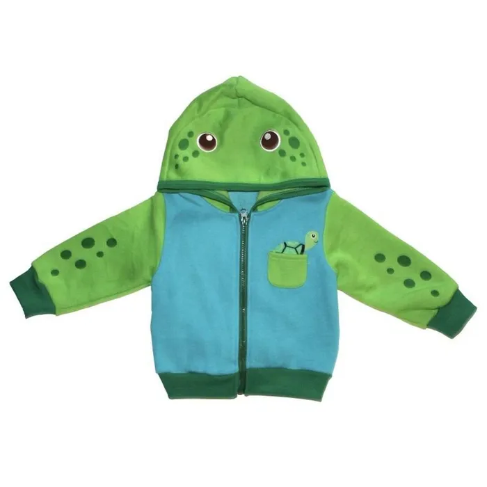 DOODLEPANTS Doodle Pants Kids Turtle Hoodie with Backpack Green Blue Rings