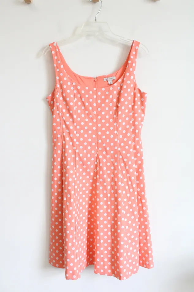 Dressbarn Rings Dressbarn Orange White Polka Dot Swing Dress 6