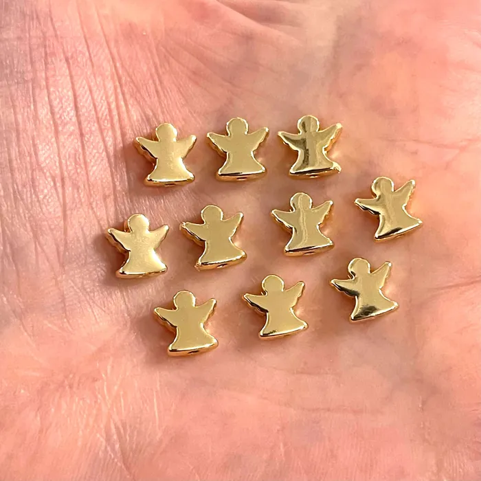 Earrings 24Kt Gold Plated Angel Spacer Charms 10 Pcs in a Pack Peppy Beads