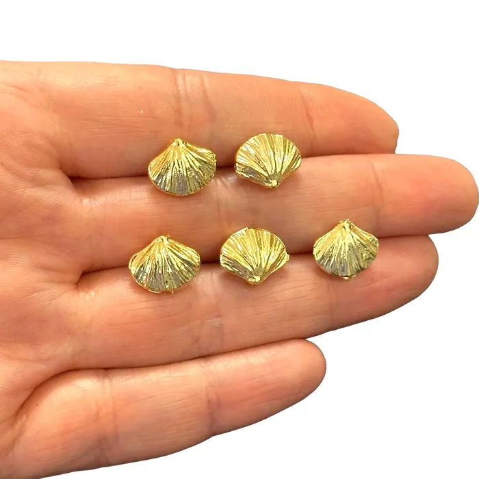 Earrings 24Kt Gold Plated Oyster Charms 5 pcs in a pack Peppy Beads