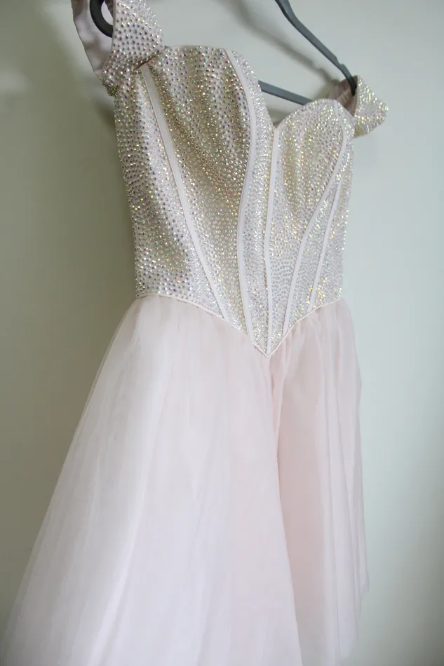Earrings Alyce NEW Alyce Paris Corset Tulle French Pink Beaded Dress 10