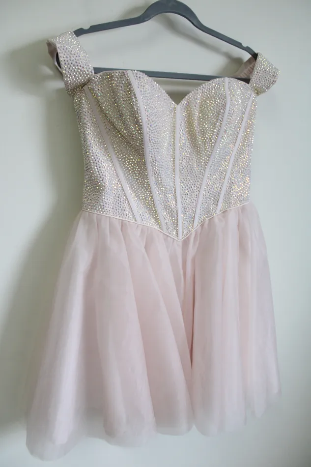Earrings Alyce NEW Alyce Paris Corset Tulle French Pink Beaded Dress 10