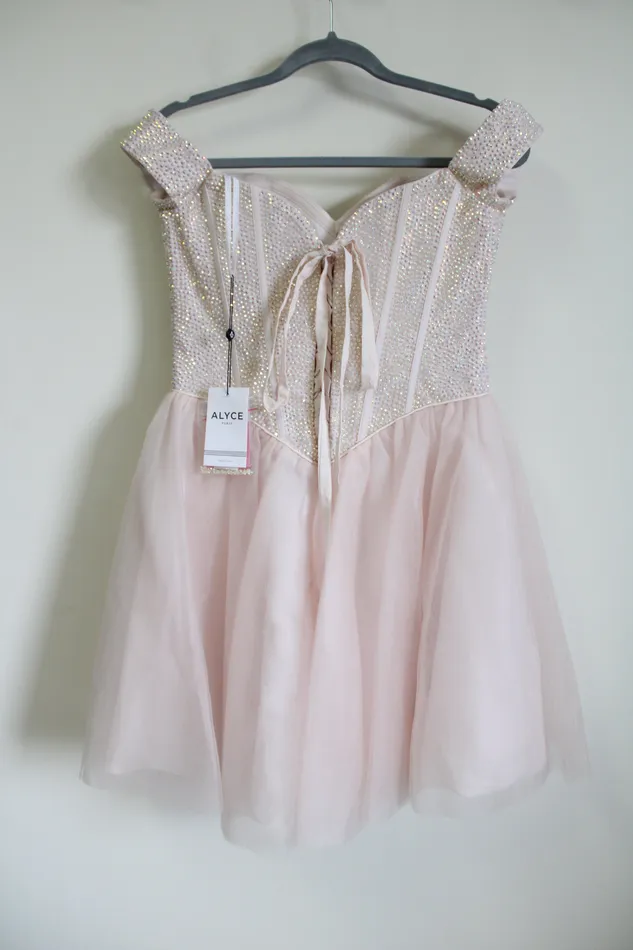 Earrings Alyce NEW Alyce Paris Corset Tulle French Pink Beaded Dress 10