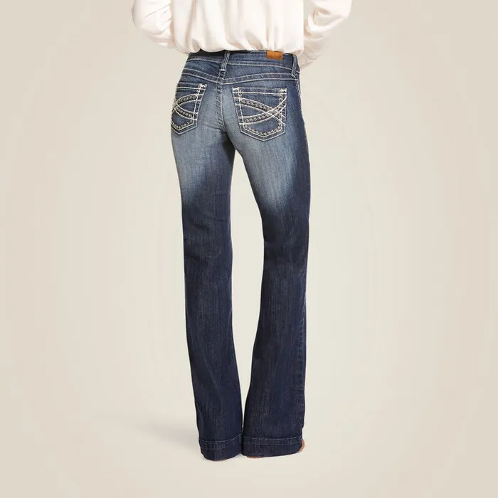 Earrings ARIAT WOMENS MID RISE TROUSER STRETCH ENTWINED WIDE LEG JEAN MARINE ARIAT CLOTHING