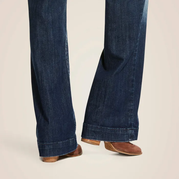 Earrings ARIAT WOMENS MID RISE TROUSER STRETCH ENTWINED WIDE LEG JEAN MARINE ARIAT CLOTHING