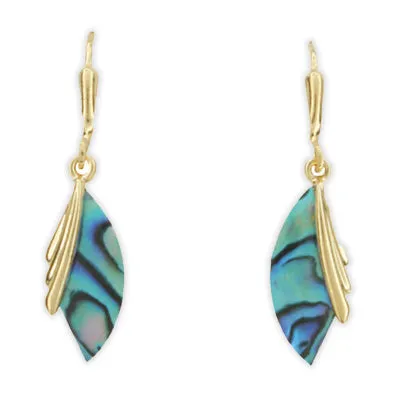 Earrings ARIKINEWZEALAND Ariki 22K Gold and Paua Wings of Gold Earrings