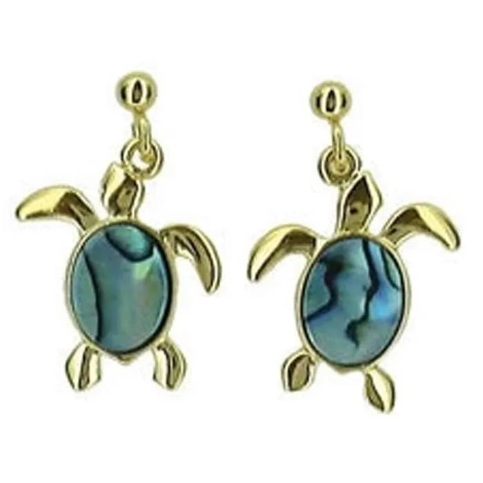 Earrings ARIKINEWZEALAND Ariki 22K Gold Paua Sea Turtle Earrings Small