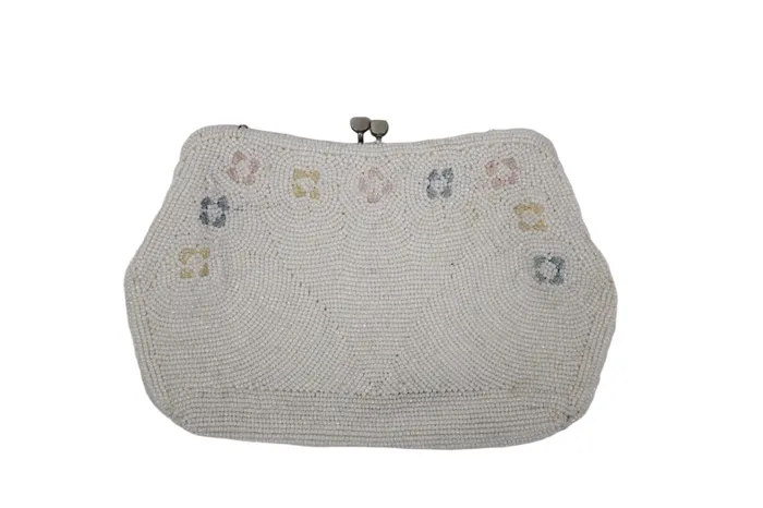 Earrings Bags By Debbie Bags By Debbie White Beaded Vintage Clutch