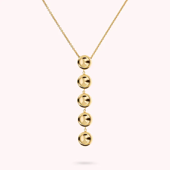 Earrings Bronzallure Collana Golden a Cravatta con Drop di Bottoni Lucidi