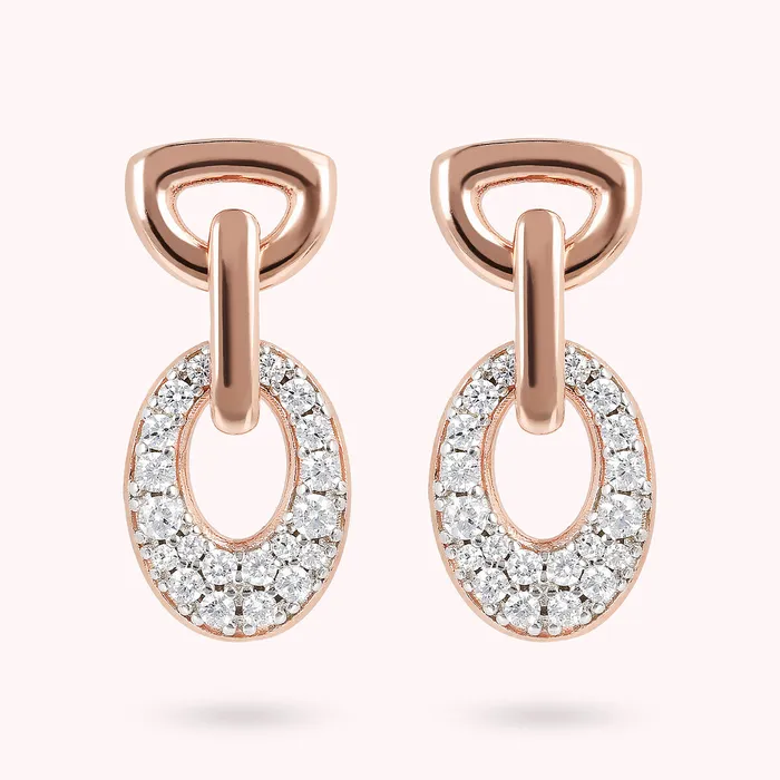 Earrings Bronzallure Orecchini Pendenti Ovali Pav in Cubic Zirconia