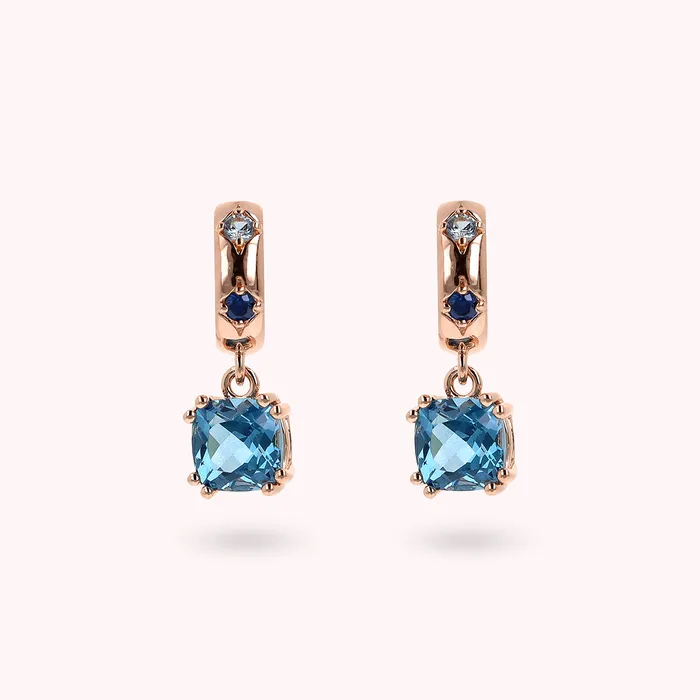 Earrings Bronzallure Orecchini Pendenti toile con Prisma Gem Taglio a Cuscino Earrings Bronzallure Orecchini Pendenti toile con Prisma Gem Taglio a Cuscino