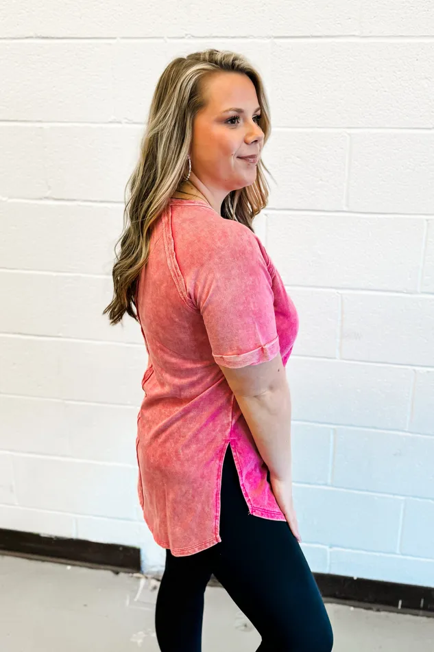 Earrings Charley Side Slit Top Fuchsia Zenana