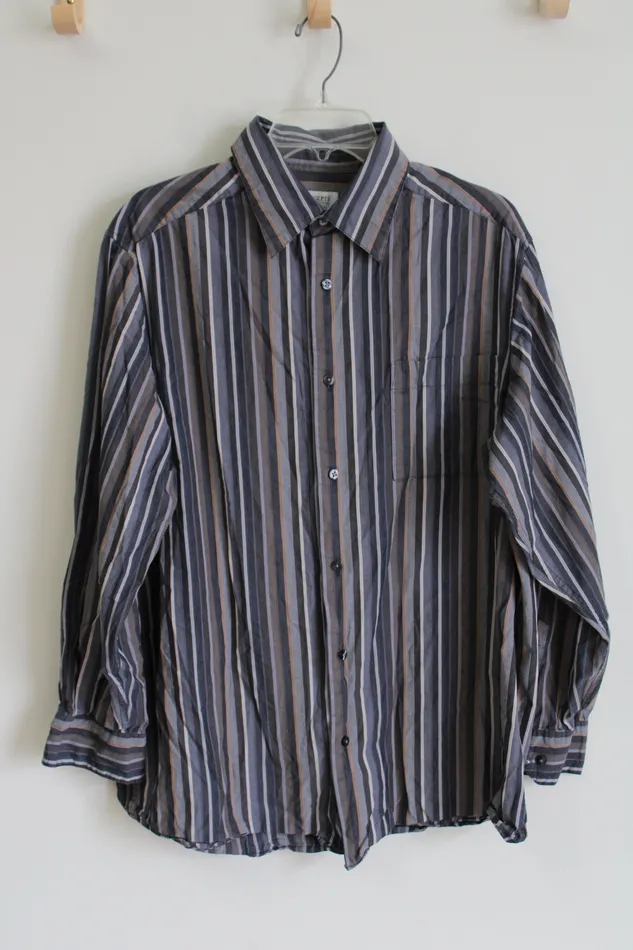 Earrings Claiborne Concepts By Claiborne Gray Striped Button Down Shirt XL Tall