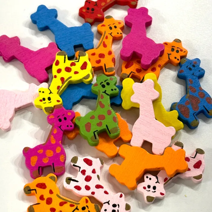 Earrings Colorful Wooden Giraffe Charms Peppy Beads