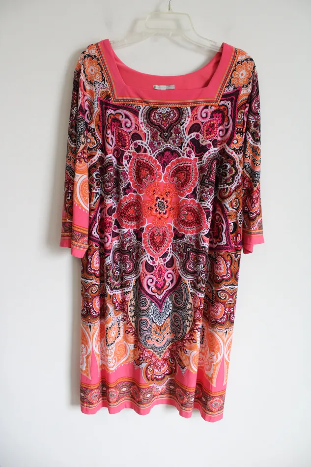 Earrings Dressbarn Dressbarn Signature Camryn Pink Orange Paisley Dress 20W