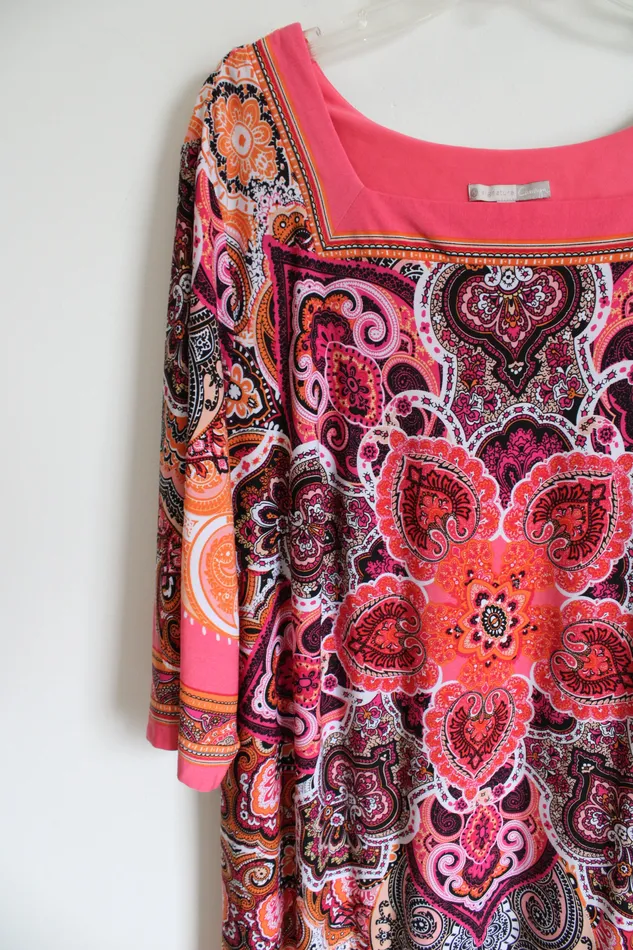 Earrings Dressbarn Dressbarn Signature Camryn Pink Orange Paisley Dress 20W