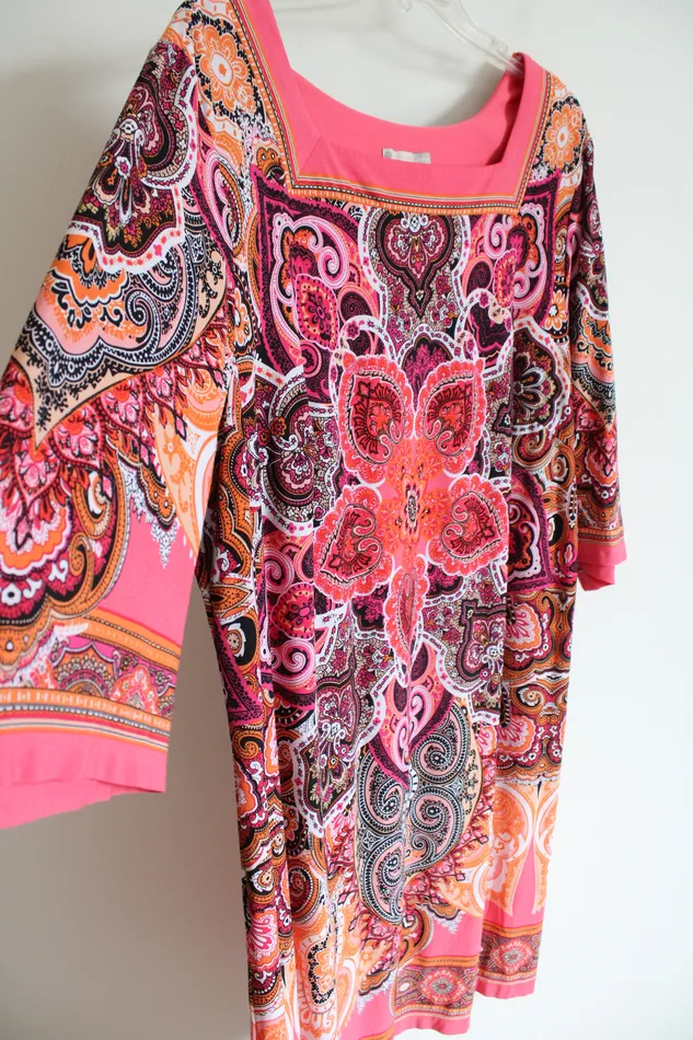 Earrings Dressbarn Dressbarn Signature Camryn Pink Orange Paisley Dress 20W