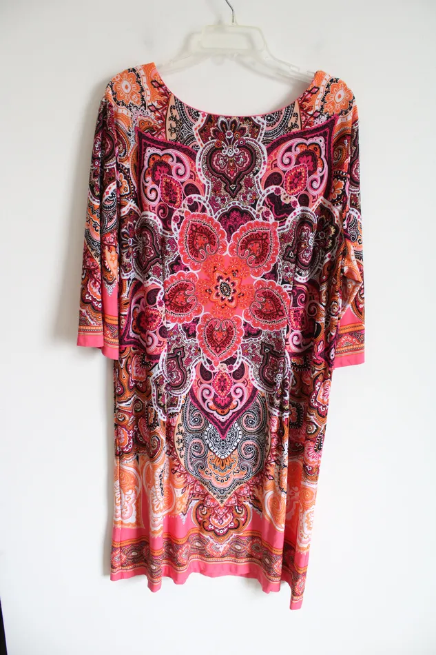 Earrings Dressbarn Dressbarn Signature Camryn Pink Orange Paisley Dress 20W