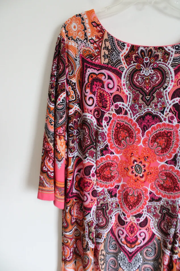 Earrings Dressbarn Dressbarn Signature Camryn Pink Orange Paisley Dress 20W